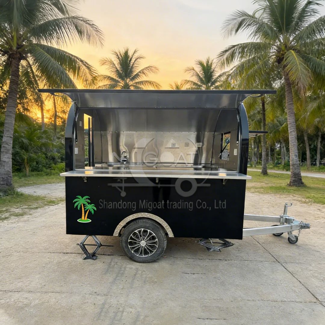 Food Snacks Catering - Черная круглая мобильная тележка для еды